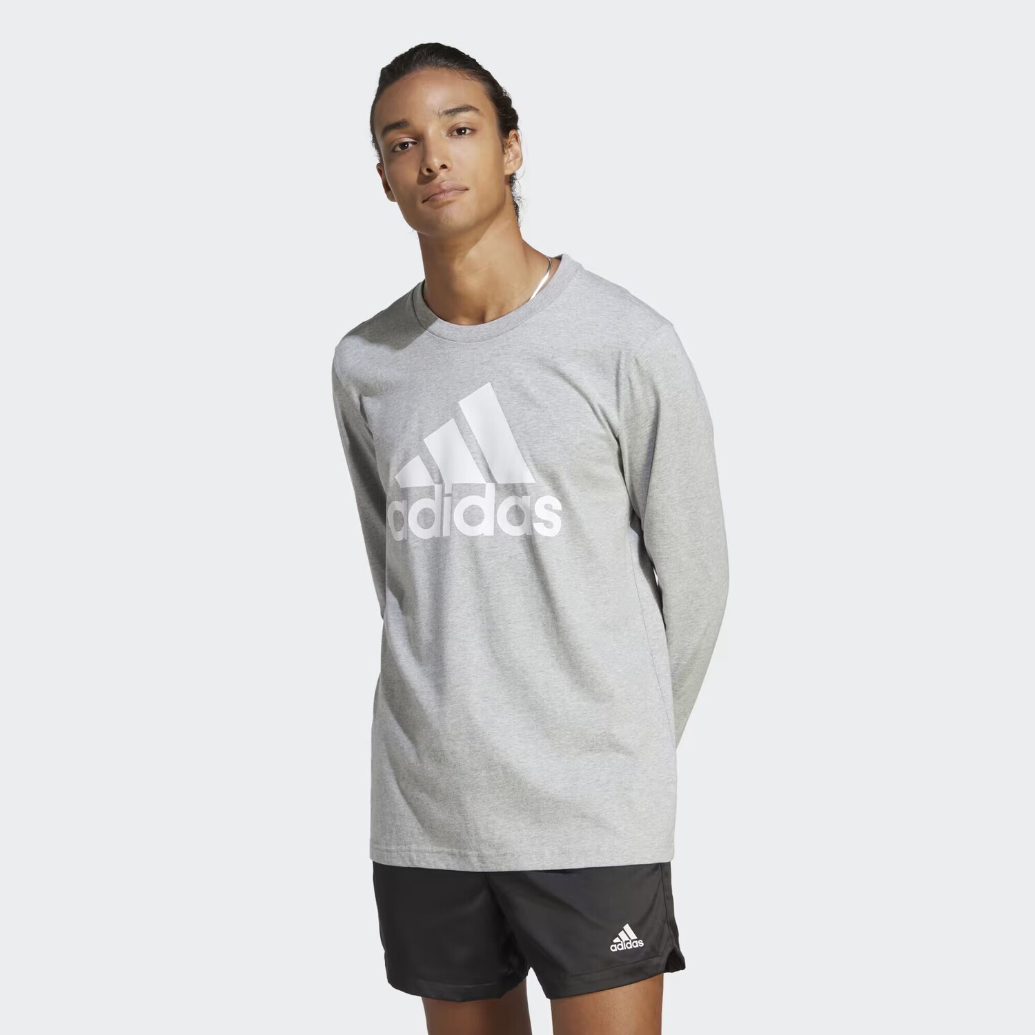 Футболка Essentials с длинными рукавами Adidas, цвет Medium Grey Heather