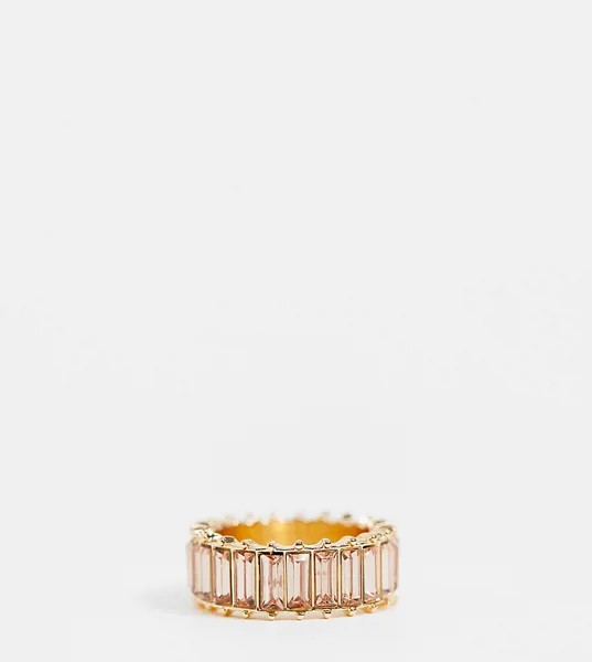 Золотистое кольцо с багетными камнями ASOS DESIGN Curve-Золотистый