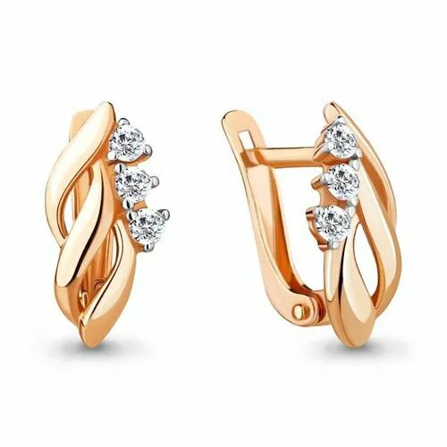 Серьги Trade Jewelry, красное золото, 585 проба, фианит, золотой