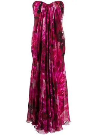 Alexander McQueen вечернее платье без бретелей с цветочным принтом