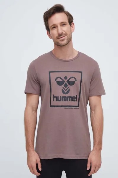 Хлопковая футболка Hummel, коричневый