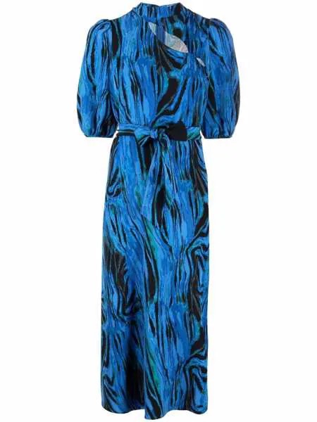 DVF Diane von Furstenberg платье миди с поясом и принтом тай-дай