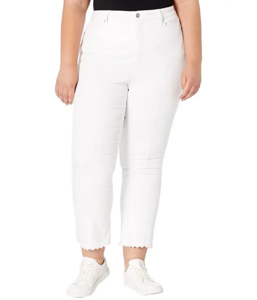 Джинсы NYDJ, Slim Bootcut Ankle Jeans w/ Scallop Embroidery in Optic White