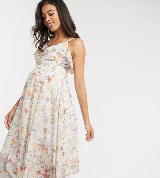 Платье миди с цветочным принтом Hope & Ivy Maternity-Многоцветный