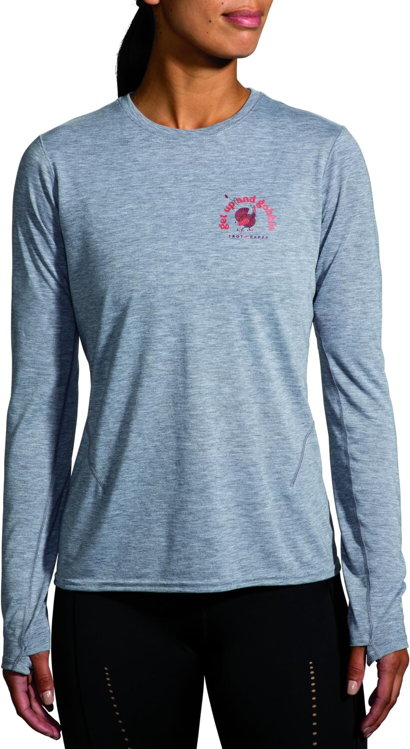Рубашка Brooks Distance Long Sleeve 2.0, цвет Heather Ash/Trot Happy