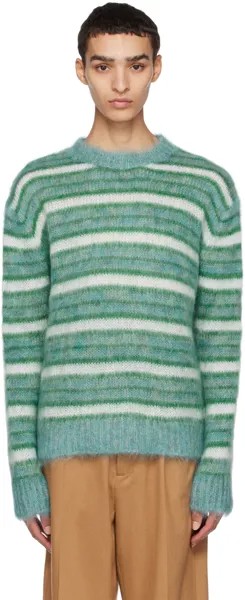 Зеленый полосатый свитер Marni