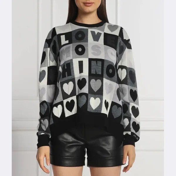 Свитер обычного кроя с добавлением шерсти Love Moschino, серый