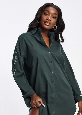 Платье-рубашка в стиле oversized цвета хаки Missguided Tall-Зеленый цвет