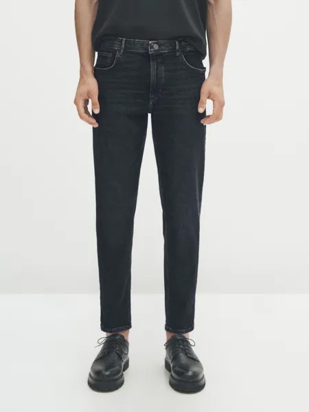 Джинсы закруженного кроя dirty wash Massimo Dutti, индиго
