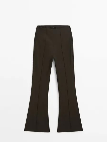 Расклешенные брюки стрейч Massimo Dutti, зелеый