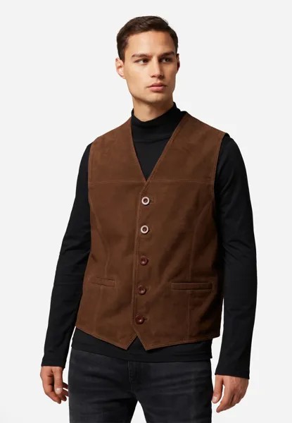 Кожаная куртка Ricano Lederweste Vest 321, цвет Mittelbraun (Wildleder)