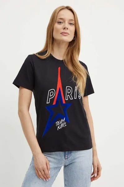Хлопковая футболка Karl Lagerfeld, черный