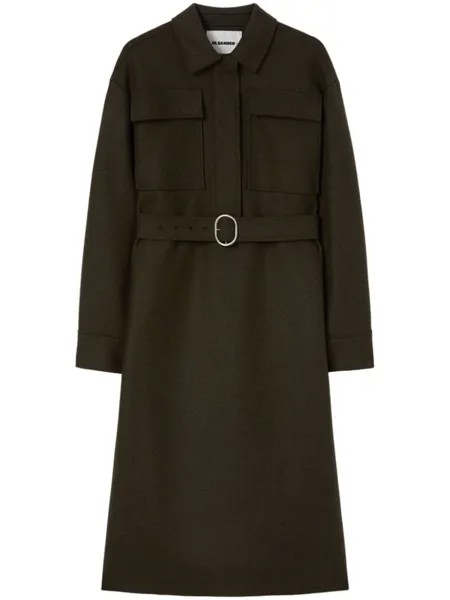 Jil Sander платье с классическим воротником, зеленый