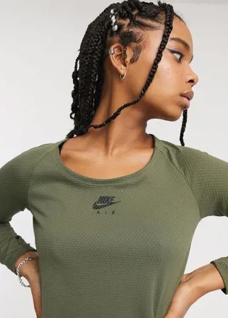 Спортивный лонгслив цвета хаки Nike Air-Зеленый