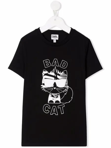 Karl Lagerfeld Kids футболка из органического хлопка с принтом Bad Cat