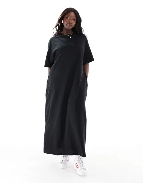 Черное платье-футболка премиум-класса с карманами ASOS EDITION Curve