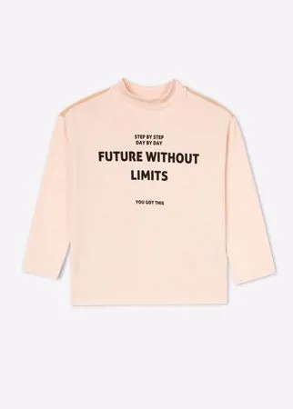 Бежевый лонгслив oversize с принтом Unlimited adventure для мальчика Gloria Jeans