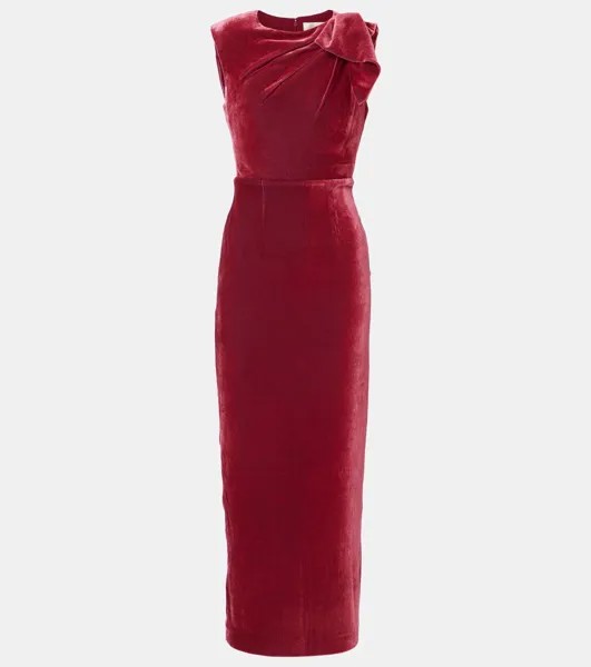 Бархатное макси-платье с бантом Roland Mouret, розовый