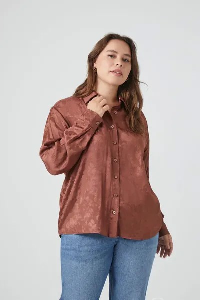 Рубашка с цветочным принтом больших размеров Forever 21, мокка