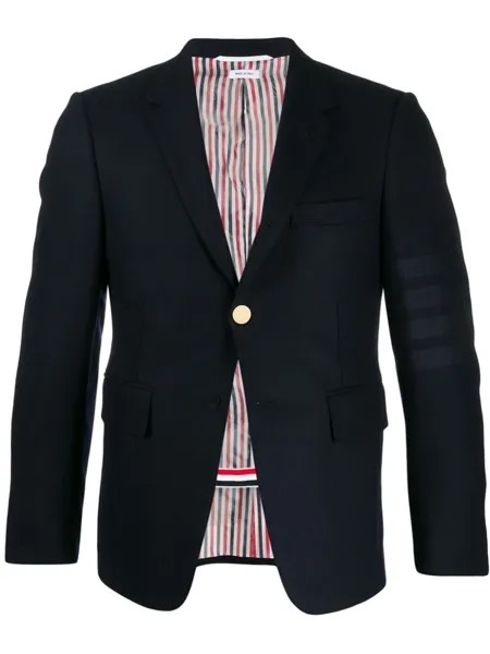 Thom Browne однобортный пиджак с полосками 4-Bar, синий
