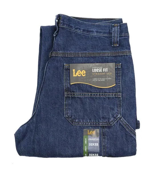 Новые мужские джинсы-плотники Lee из 100% хлопка, джинсовые, темного цвета индиго, мужские размеры