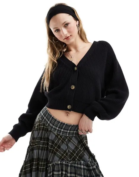 Черный вязаный кардиган Monki