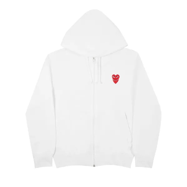 Толстовка Comme des Garçons PLAY Heart Logo Zip Up Hooded Sweatshirt 'White', белый