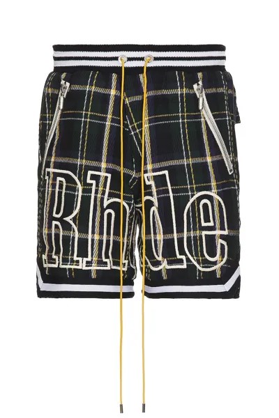 Шорты Rhude Flannel Court Logo Short, цвет Multi Green