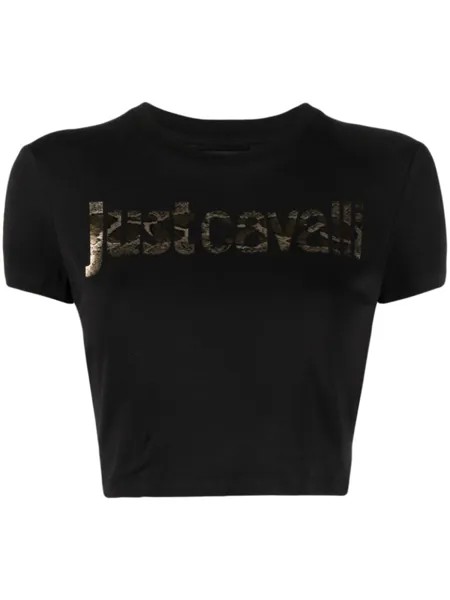 Just Cavalli укороченная футболка с логотипом, черный