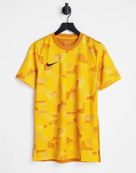 Футболка желтого цвета со сплошным принтом Nike Football F.C. Libero-Желтый