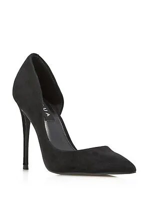 Черные кожаные туфли-лодочки без шнуровки AQUA Womens Half Dorsay Dion Toe Stiletto 10 M