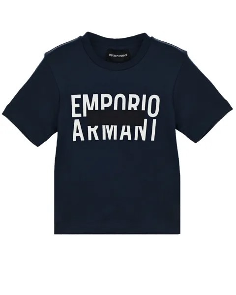 Синяя футболка с белым логотипом Emporio Armani