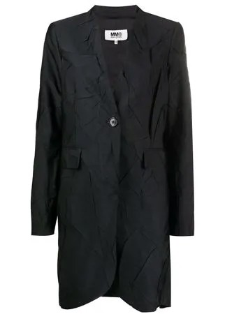 MM6 Maison Margiela однобортное пальто с жатым эффектом