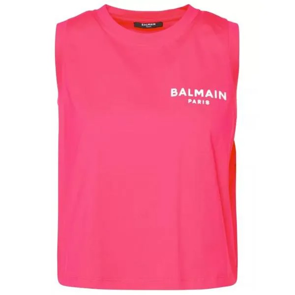 Футболка fuchsia cotton top Balmain, розовый