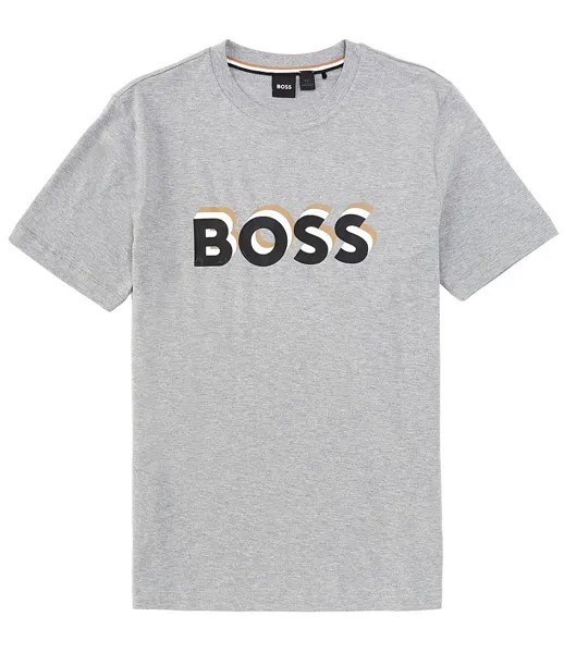 Футболка с коротким рукавом и логотипом BOSS Tiburt Hugo Boss, серый