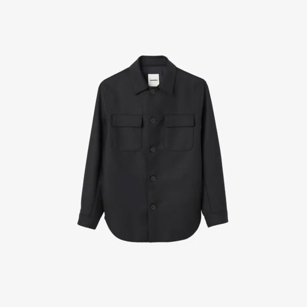 Тканая верхняя рубашка на пуговицах с длинными рукавами Sandro, цвет noir / gris