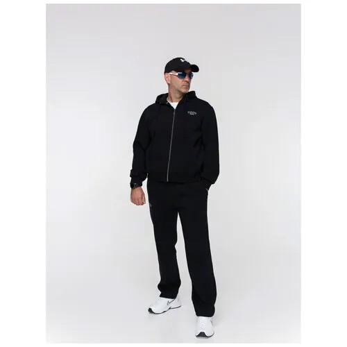 Костюм Pikate, олимпийка и брюки, прямой силуэт, капюшон, карманы, утепленный, размер 52, черный