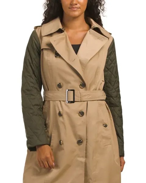 Тренч Missy со стегаными рукавами London Fog, цвет Khaki