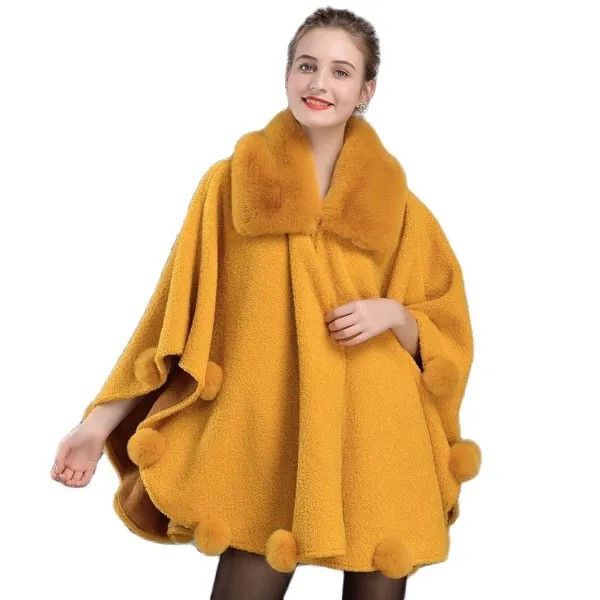 Новинка 1018, Европейская и американская модная зимняя одежда, женская накидка из искусственного меха, большая шаль, плащ