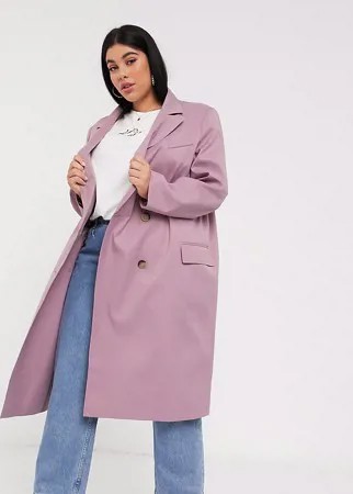 Розовато-лиловое пальто из крепа ASOS DESIGN Curve-Розовый цвет