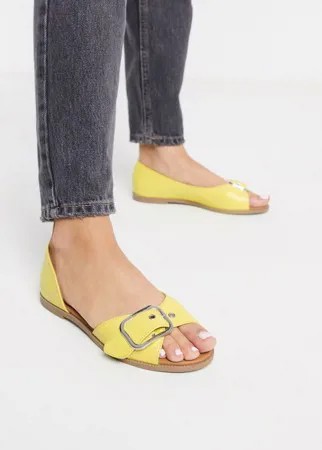 Летние туфли желтого цвета на плоской подошве Qupid-Желтый