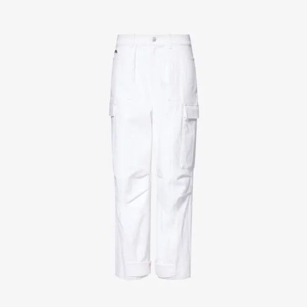Прямые джинсы в стиле милитари из эластичного денима со средней посадкой Alexander Mcqueen, белый