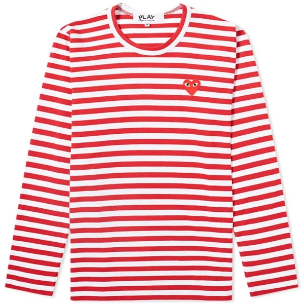 Футболка Comme des Garcons Play Women's Long Sleeve Heart Logo Stripe