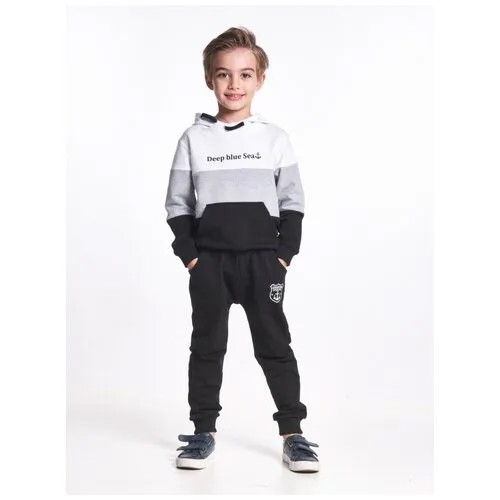Костюм Mini Maxi для мальчиков, толстовка и брюки, размер 98, черный, серый