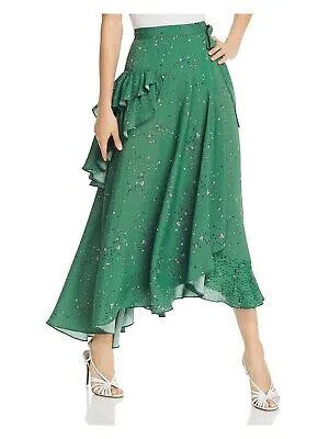 PREEN LINE Женская зеленая юбка миди с оборками и цветочным принтом Размер: L