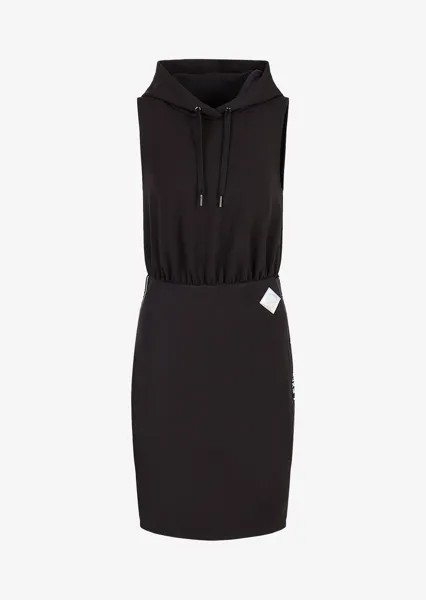 Платье миди из мягкого модального джерси с капюшоном и логотипом Armani Exchange, черный