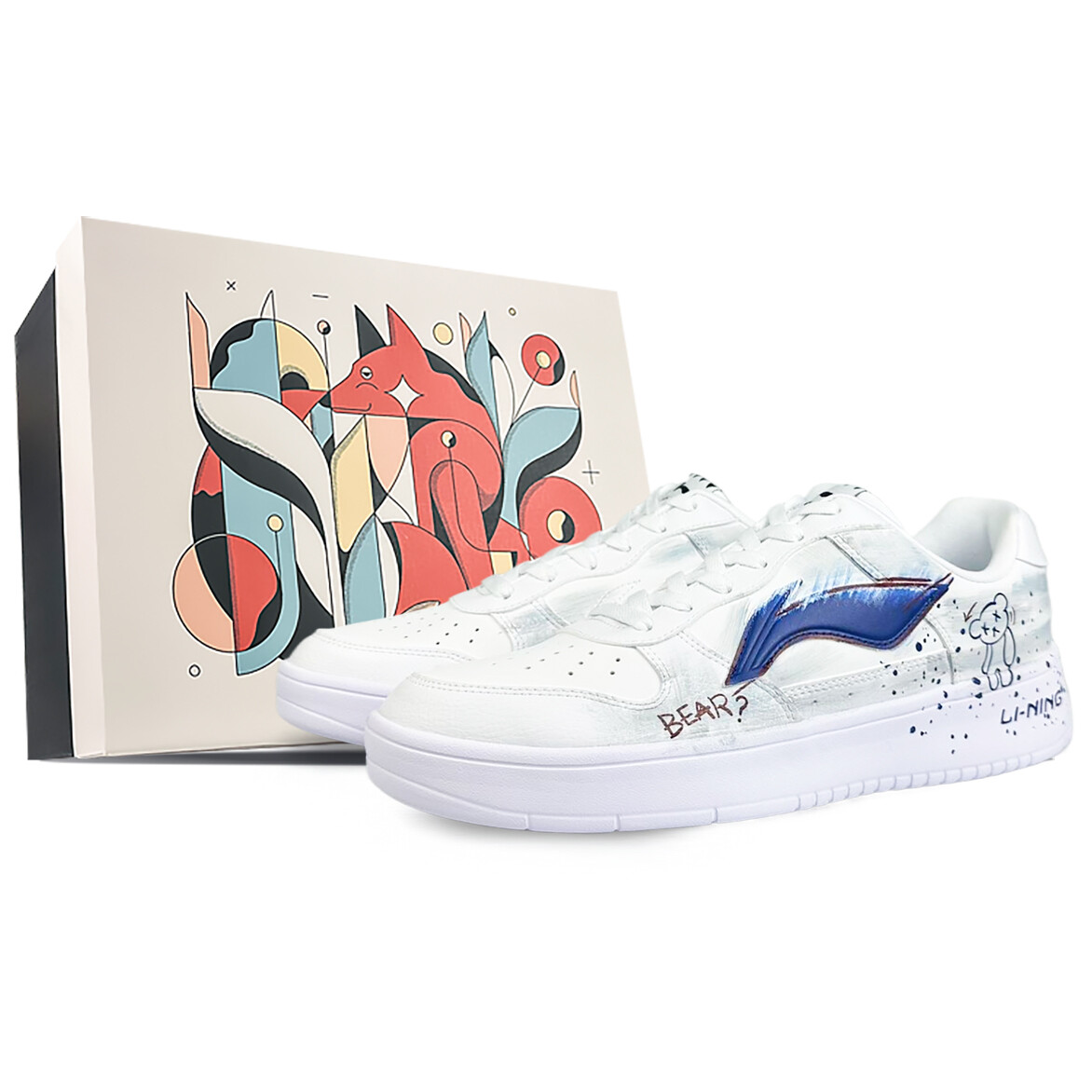 Кроссовки LINING Pontoon Boats Skateboarding Shoes Women's Low-top Blue, белый