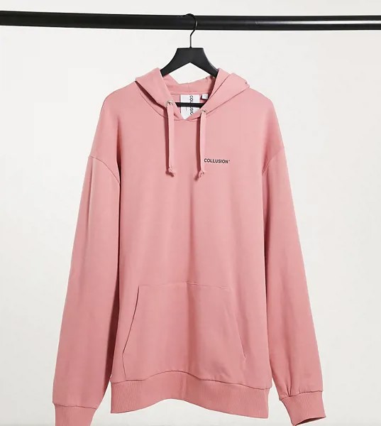 Темно-розовый oversized-худи с логотипом COLLUSION Unisex