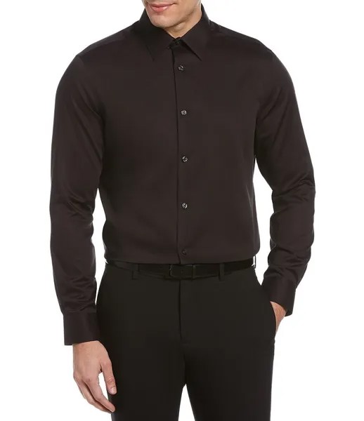 Рубашка из однотонного твила с длинными рукавами Perry Ellis Big & Tall без железа, черный
