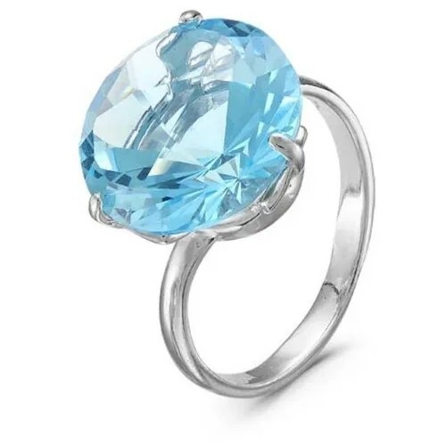Кольцо RECOM, серебрение, стекло, топаз, размер 18.5, серебряный, голубой